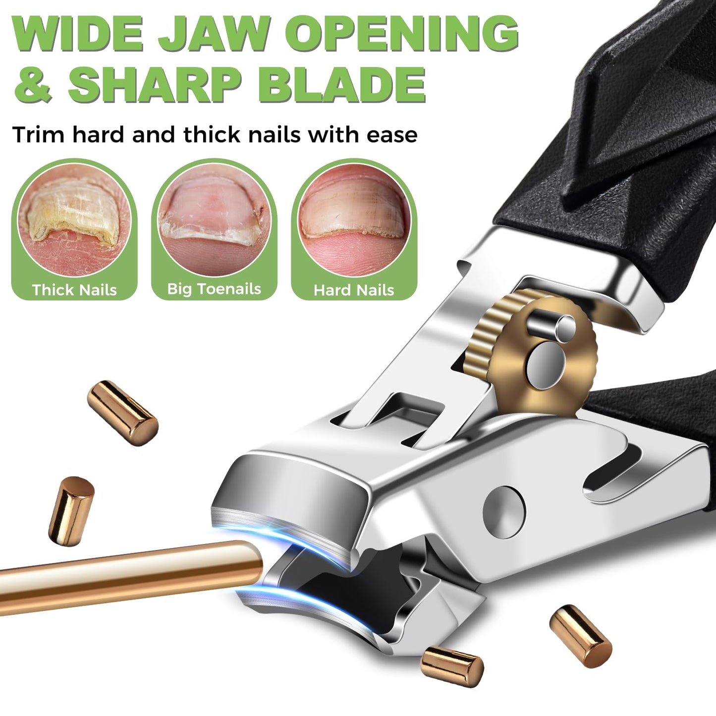Toenail Clippers for Thick Toenails, Toe Nail Clippers for Thick Nails for Seniors, Long Handled Nail Clippers for Men, Heavy Duty Ingrown Toenail Clippers Nail Cutters, Sharp Slanted Nail Clippers
