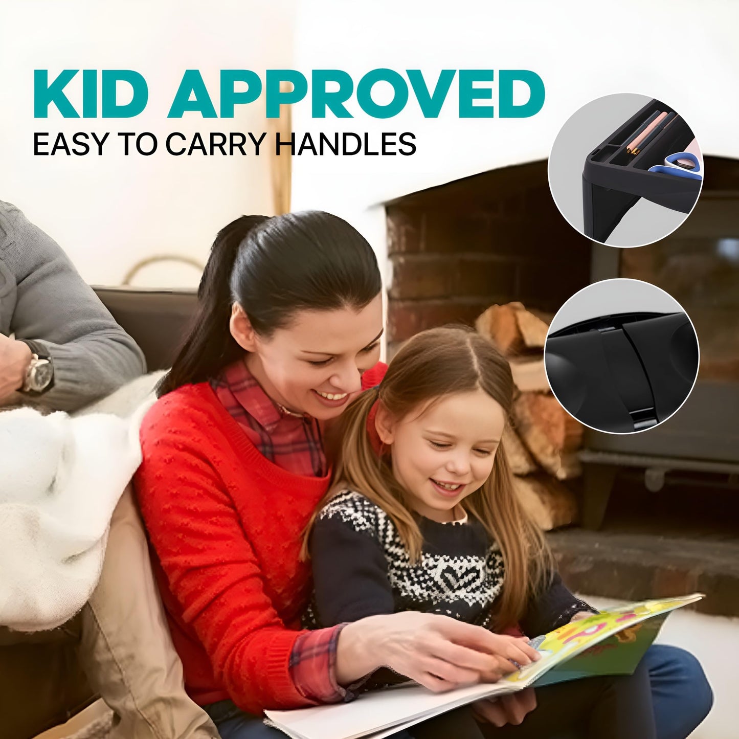 MAVOCRAFT Foldable Kids Lap Tray with Storage - Portable Lap Desk Kids & Adults - Kids Lap Desk for Breakfast in Bed, Serving Tray, Car Desk & Gaming (Black)
