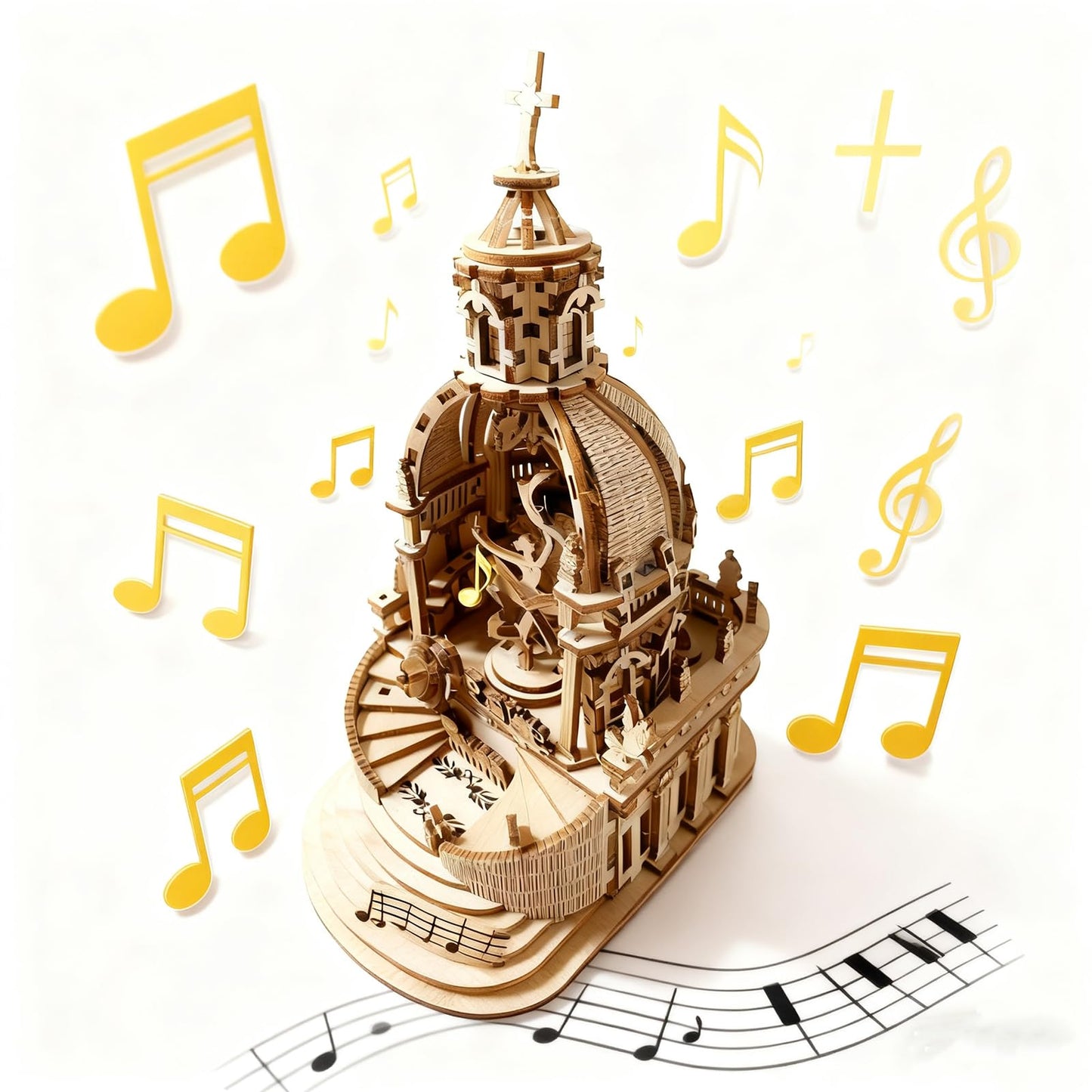 3D Puzzle for Adults Teens Wooden Music Box Mechanical Model Kits Wood DIY Crafts Kit to Build Gift for Men Women Age 14+ Years Old