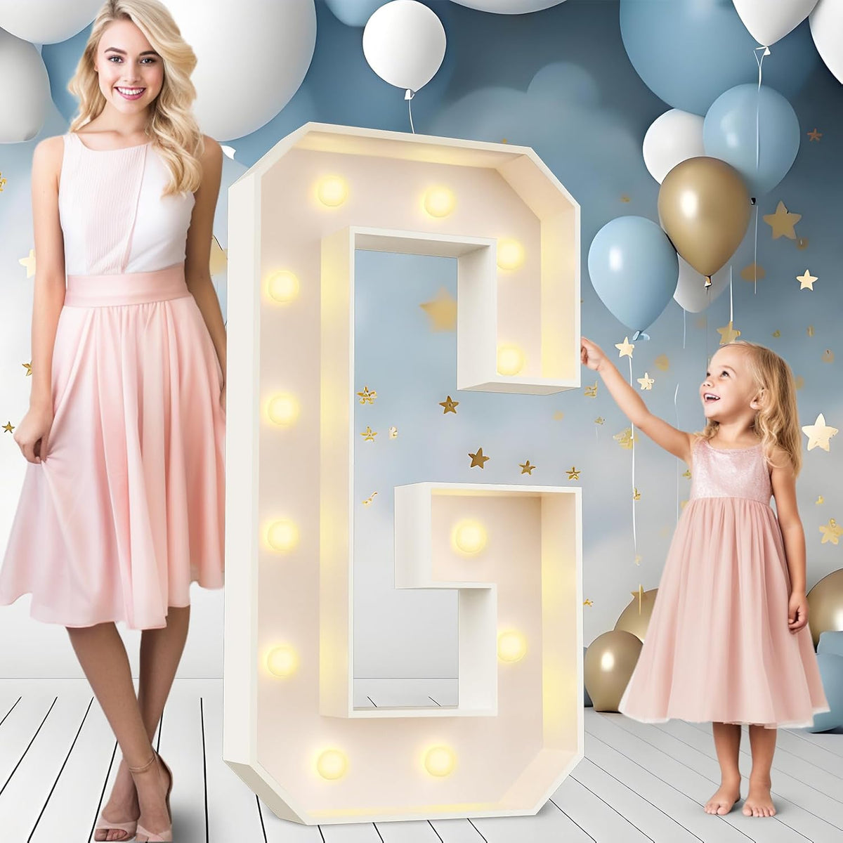 Ledido 4FT Marquee Light Up Letters Large Light Up Letters for Party Decoration, Marquee Letter for Birthday Graduation Baby Shower Wedding, Pre-cut Foam Board Assembly Required Letter G