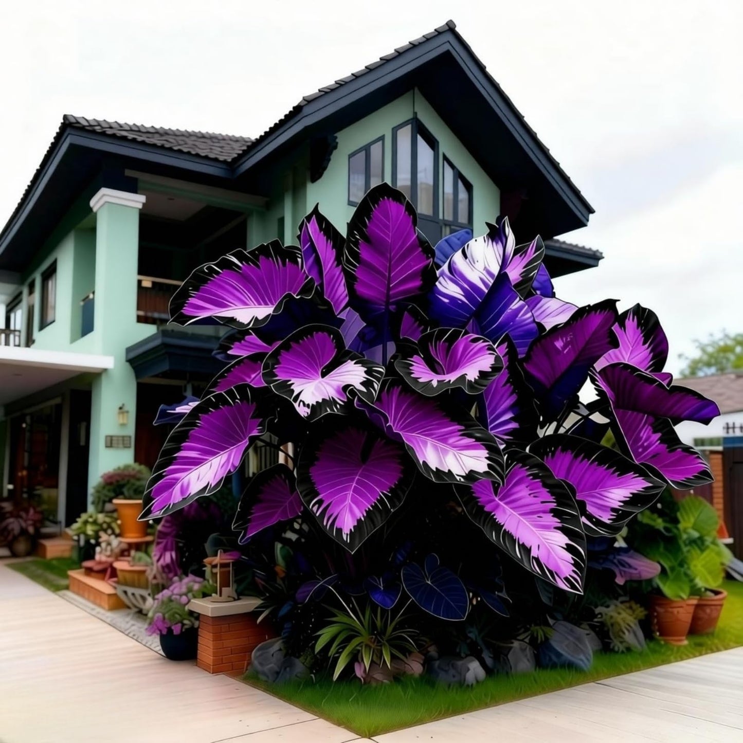 JWDSKT Elephant Ear Pattern - Excellent Landscaping Appeal, Ideal for Shade Gardens, Exquisite Variegated Blossoms-Drought-Tolerant, Striking Colors (6)