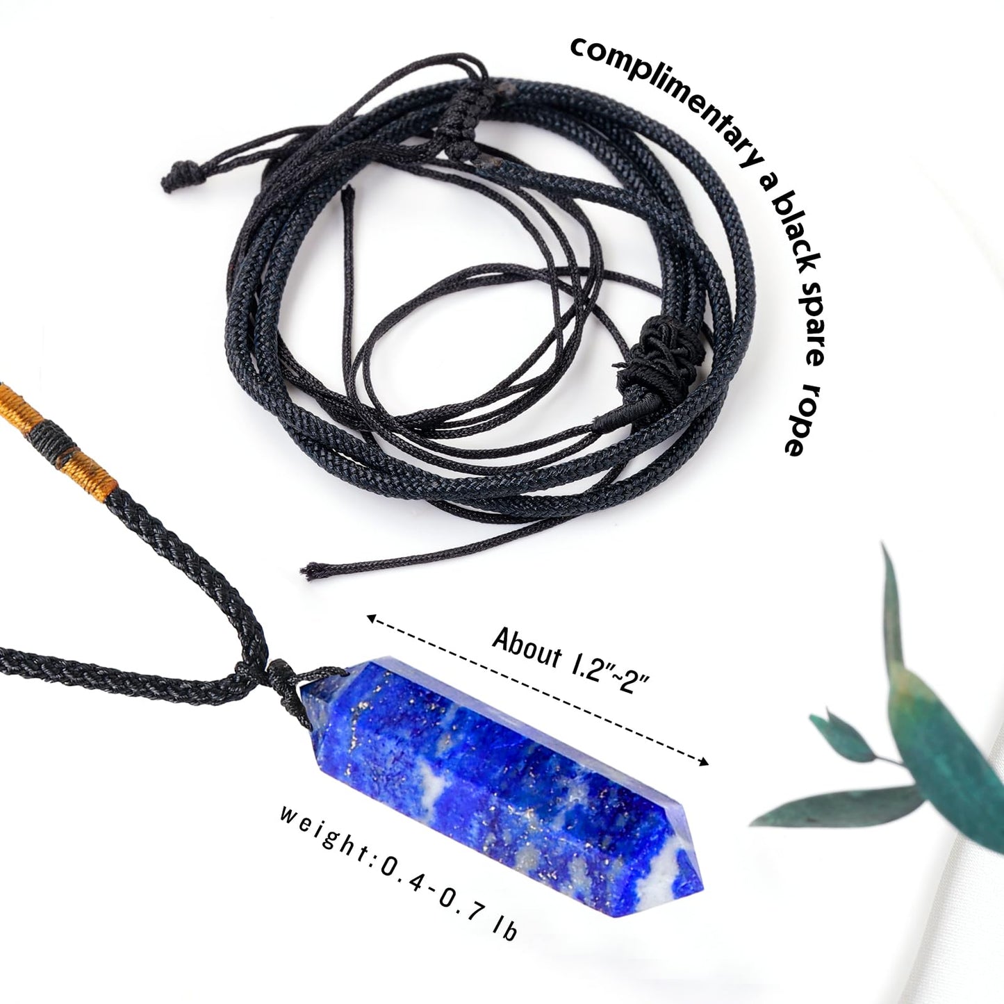 Runyangshi Blue Lapis Lazuli Healing Crystal Pendants, Double Pointed Natural Crystal Quartz Necklace 6 Faceted Chakra Crystal Wand Stone