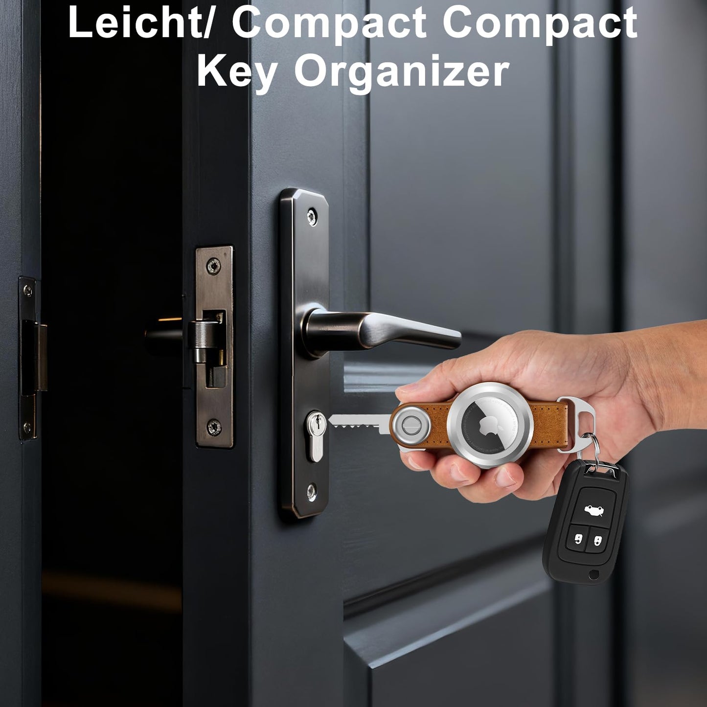 Loovike.com Leather Key Organizer KeyChain with Airtag | Airtag Keychain Holder - Compatible with Airtag Holder,(Not Include AirTag)(Crazy Horse)