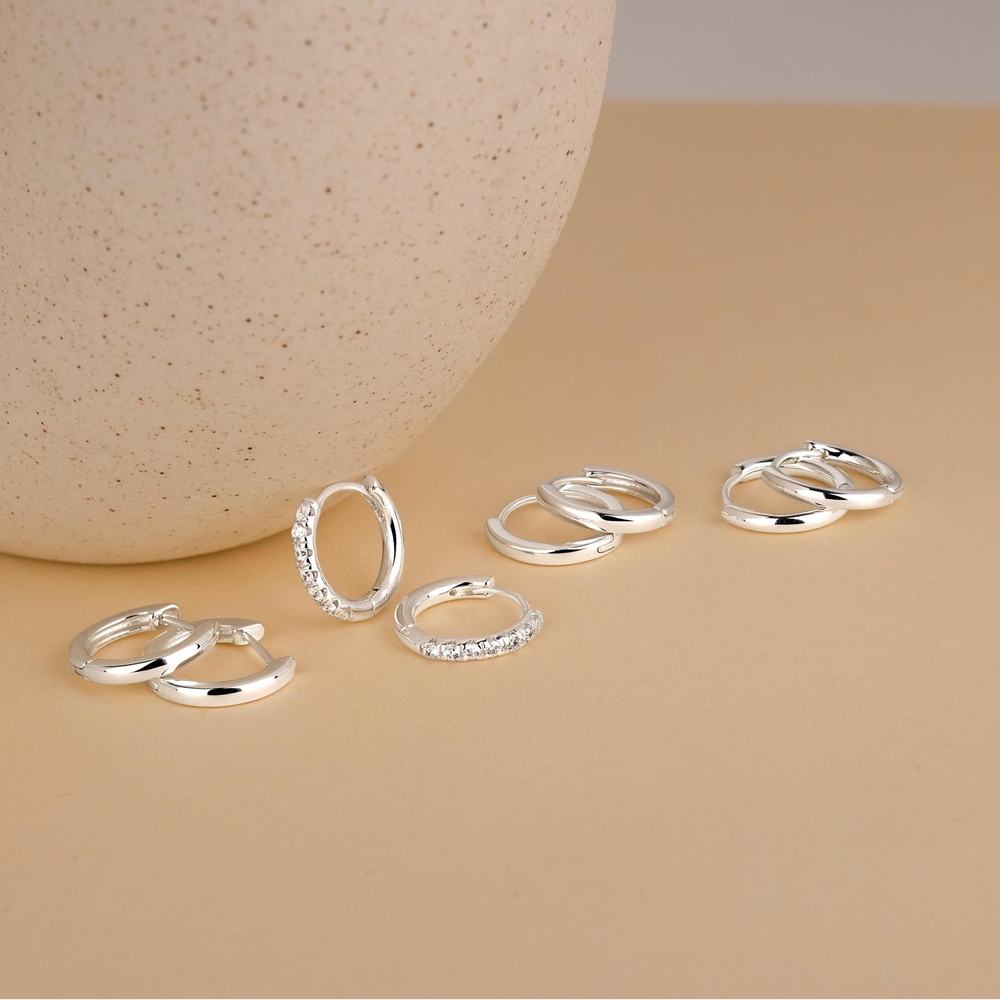 6mm Huggie Small Hoop Earrings Set for Women Silver Stack Thin Cute Cartilage Earring Sets for Multiple Double Piercing Lightweight Mini Dainty Trendy Clip On Mom Jewelry Gifts