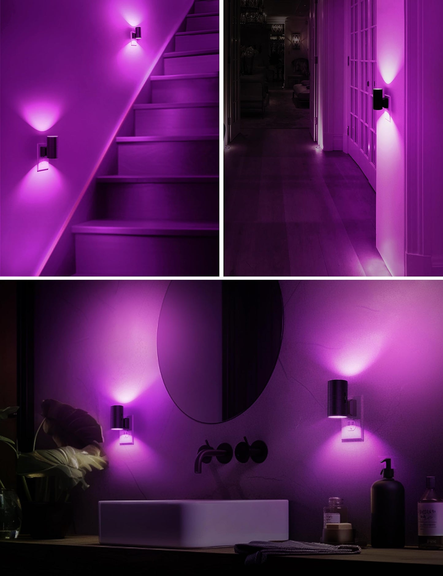 L LOHAS LED Purple Night Light, Purple Lights, Night Lights Plug into Wall with Light Sensor, 0-100LM Dimmable Night Lights Decorative for Christmas Halloween Holiday, Home Decor, Party Decor, 2 Pack