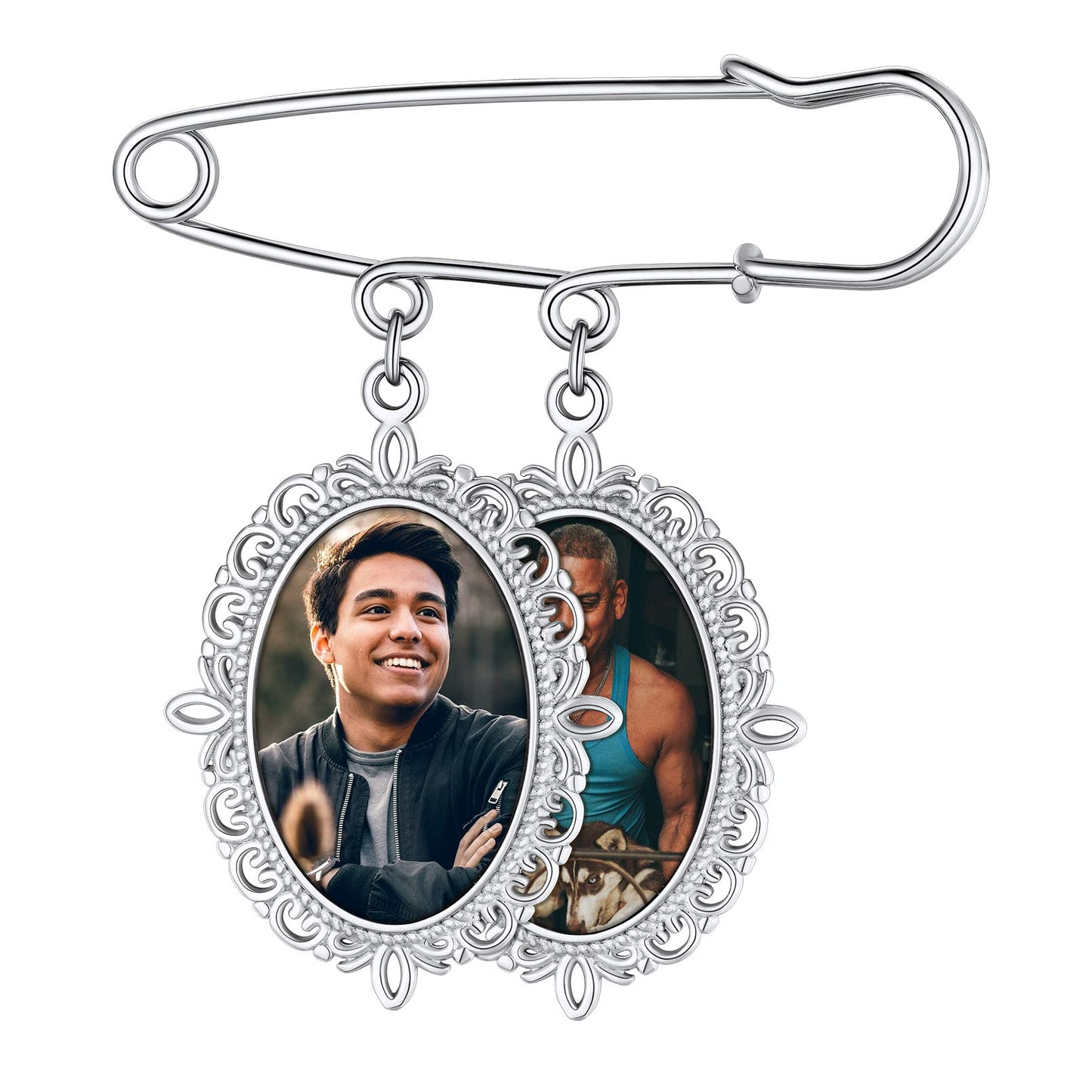 Custom4U Photo Charm for Wedding Bouquet Oval Memory Charms Funeral Boutonniere with Pictures Customized Wedding Gifts