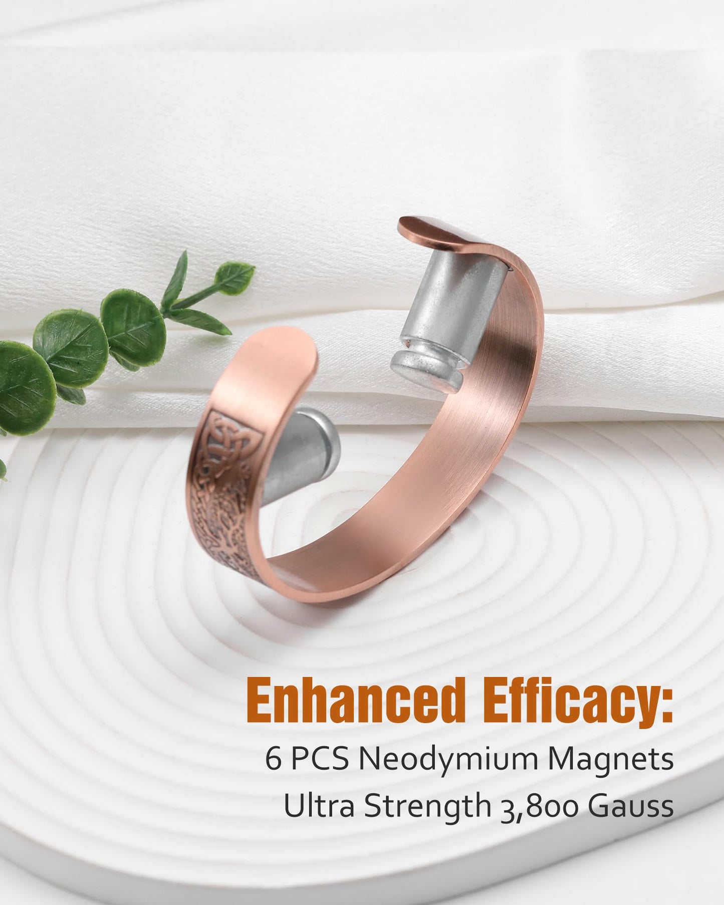 Jecanori Copper Bracelet for Men, 18X Strength Mens Magnetic Copper Bracelets with 3,800 Gauss Magnets, 99.99% Pure Solid Copper, Copper Jewelry Gift