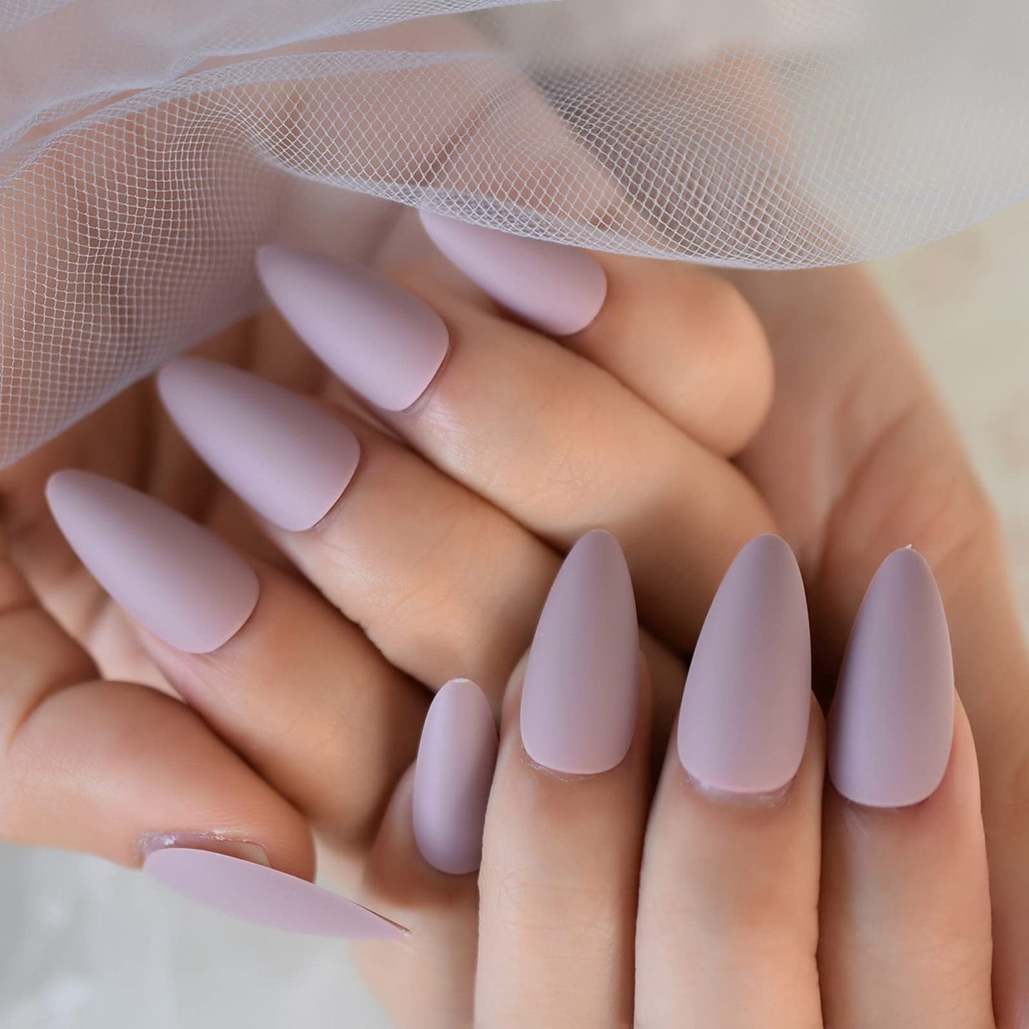 EchiQ 14 Packs Press on Nails Medium Almond Shape Stiletto Artificial False Nails With Design Faux Ongles Matte 336pcs