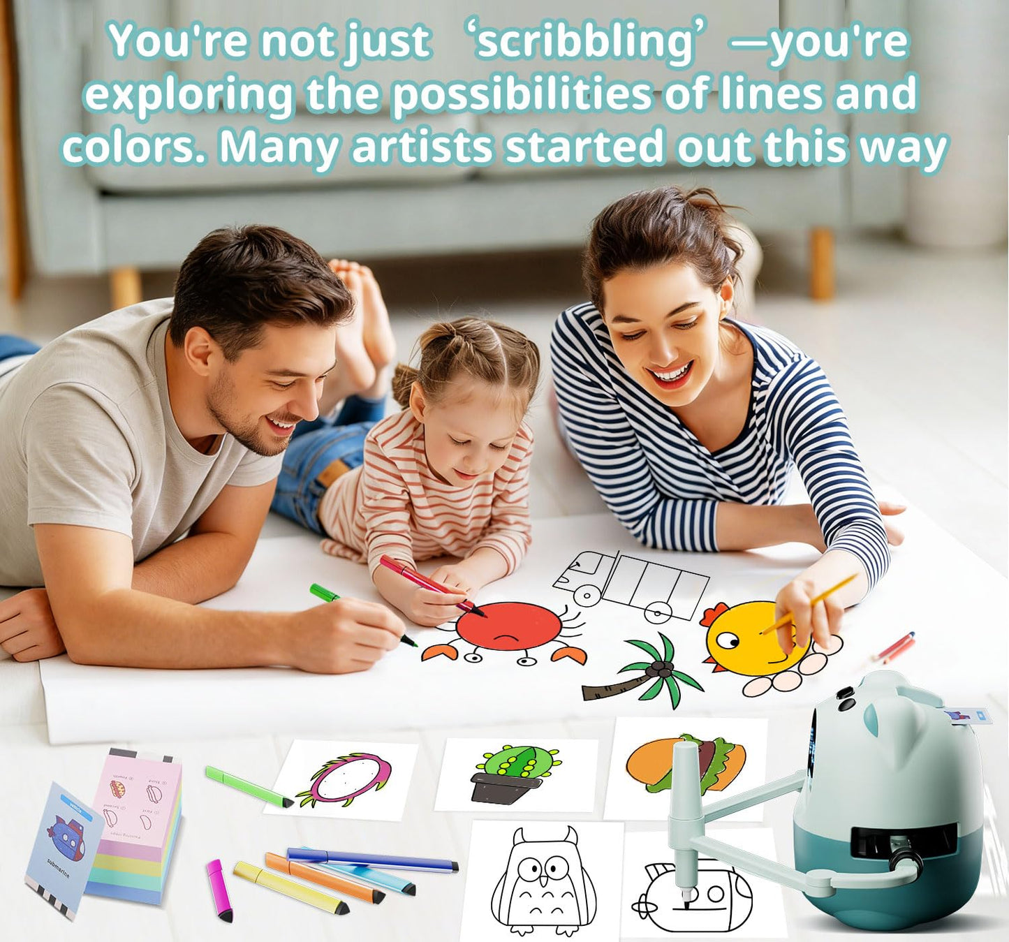 Drawing Robot for Kids with 150 Cards& 12 Color Pens，Montessori Drawing Learning Toys,Interactive Educational Robot Drawing Machine for 3 4 5 6 7 8 Year Old Boys Girls Christmas Birthday Party Present