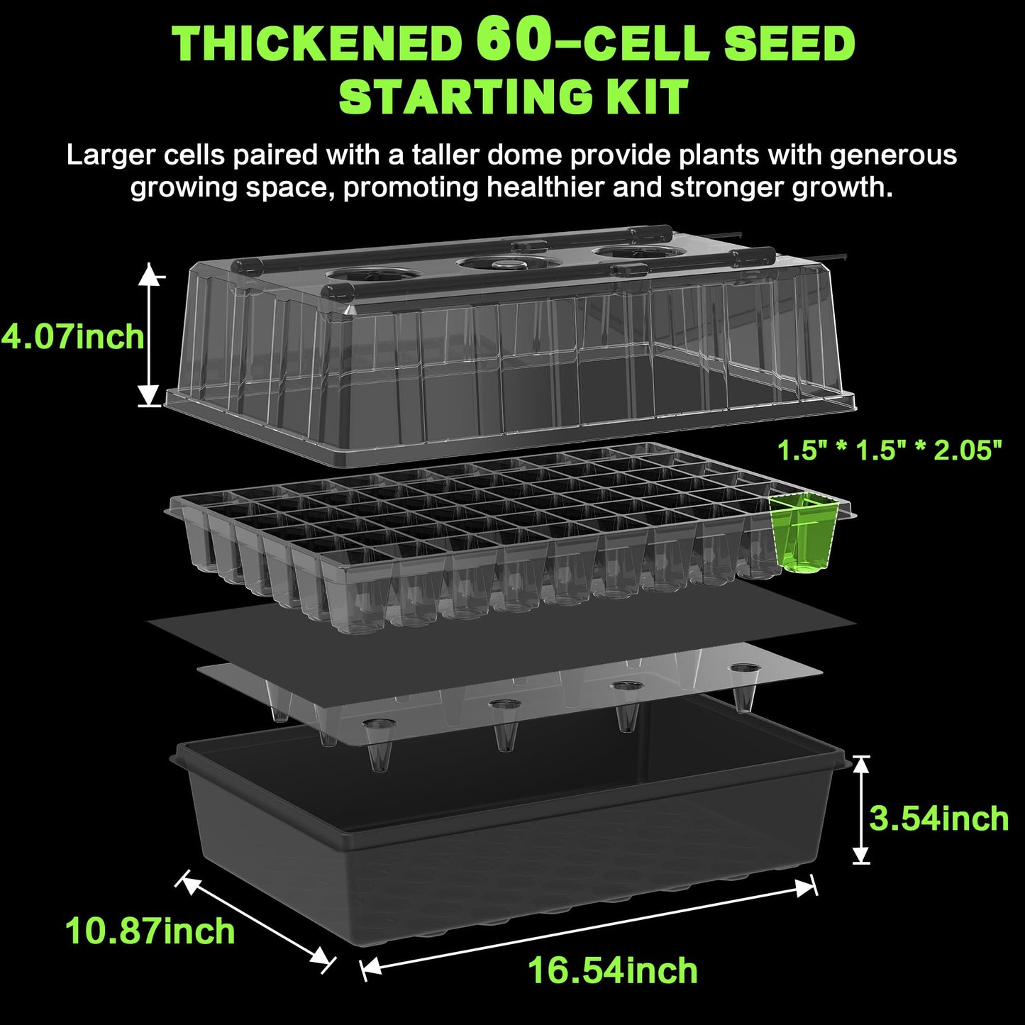 OrionEarth 60-Cell Self-Watering Seed Starter Tray with Grow Light, Upgraded 1–24H Timer, Seed Trays with Humidity Dome, Indoor Gardening System, Starter Kit for Seeds, Plant Germination