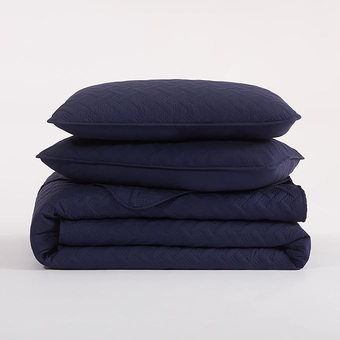 Serta ComfortSure Soft 2-Piece Twin Quilt Bedding Set, Includes Bedspread/Coverlet and Pillow Sham, Bedding for All Seasons, Machine Washable, Navy
