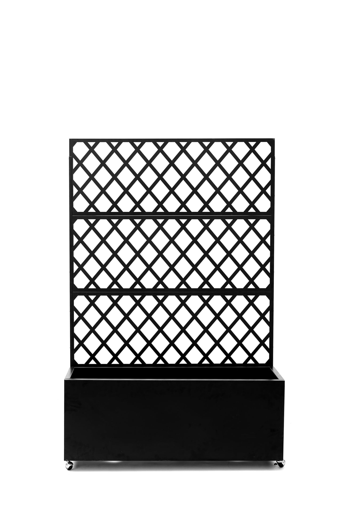STMHOM Mobile Galvanized Steel Raised Garden Bed Kit with Trellis and Privacy Screen, 71"x35"x16" Planter Box on Wheels for Vegetables, Vines, Patio, Deck, Yard, Black