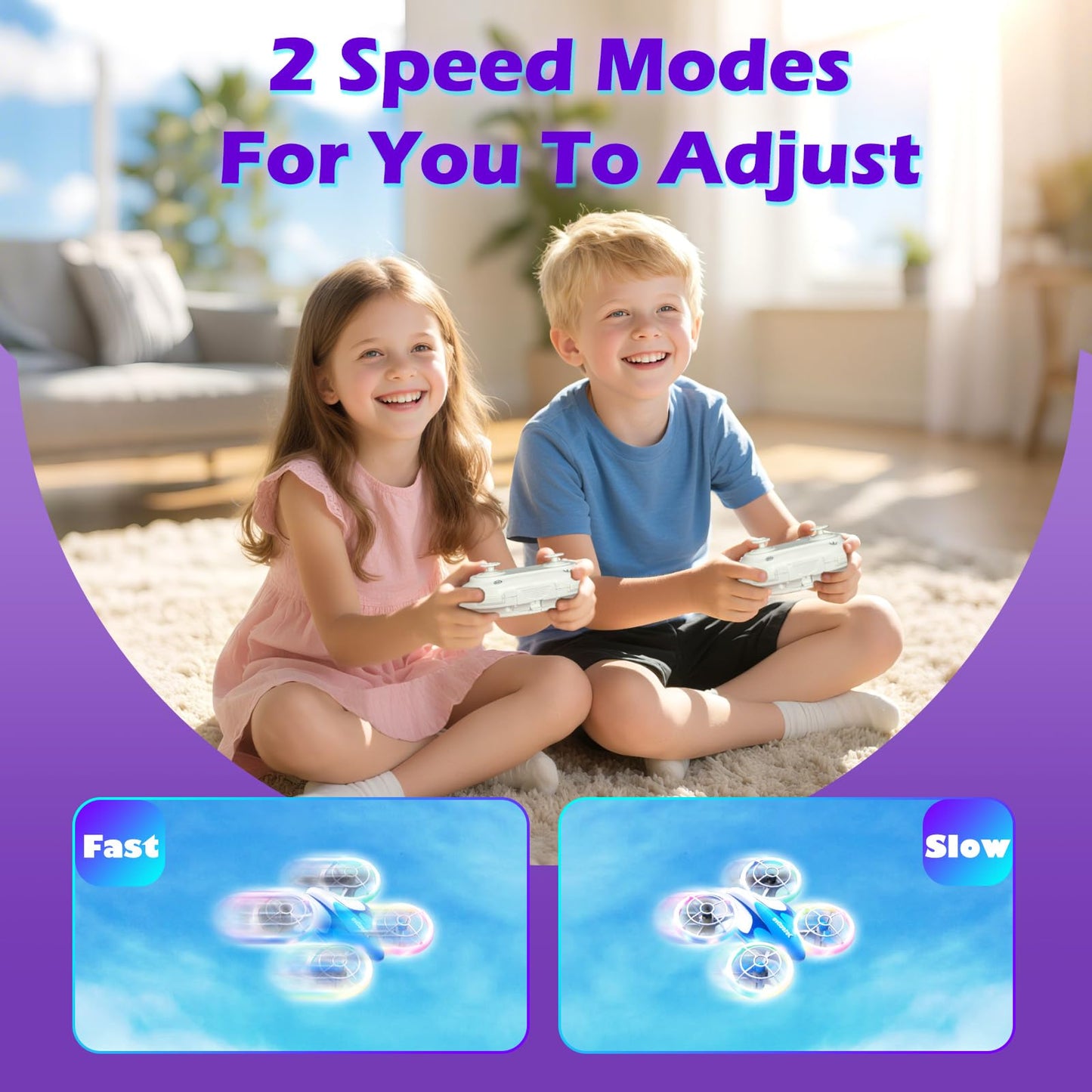 Mini Drone for Kids and Beginners - RC Mini Quadcopter with 360° Flip, Headless Mode, One-Key Ascend/Descend, Colorful LED Lights, Small Indoor Helicopter, Gift for 6+ Boys and Girls, 2 Batteries