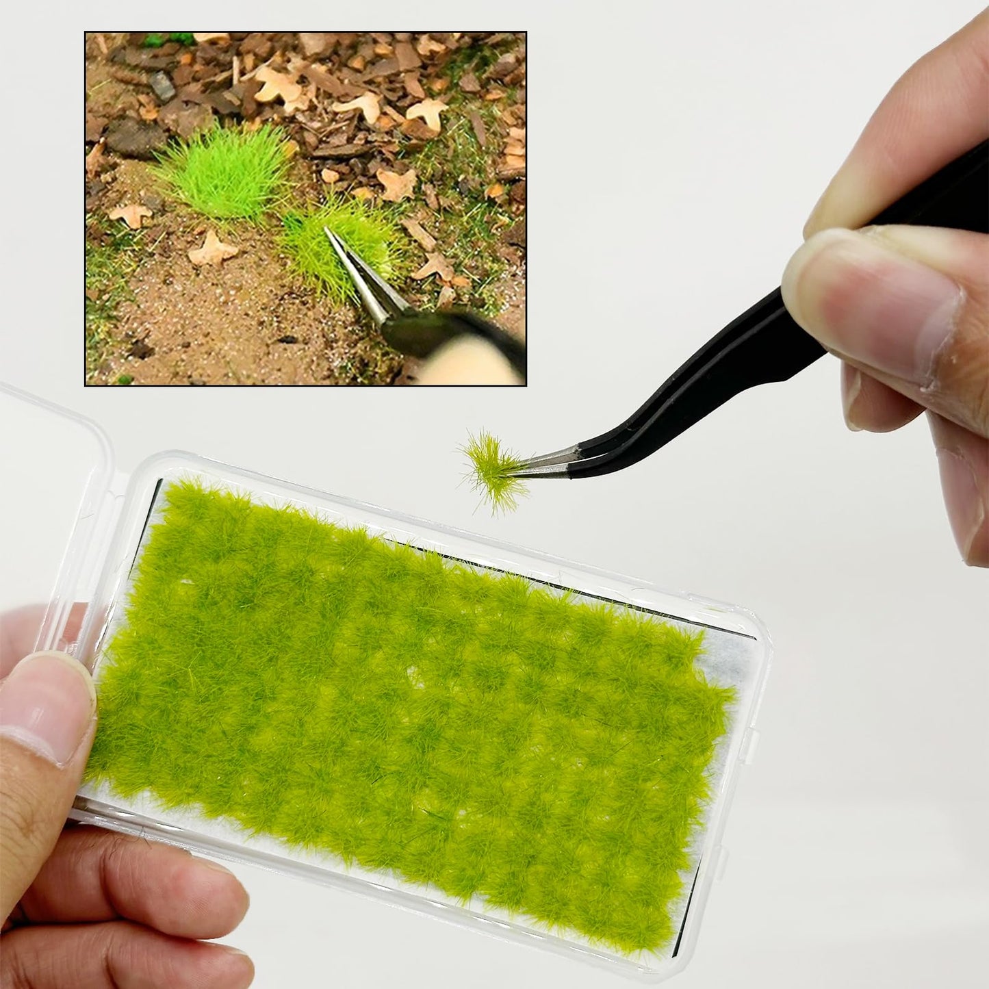 Cayway 312 PCS Static Grass Tuft 3 Color Model Railway Artificial Miniature Terrain Kit for DIY Model Railway Fairy Garden Diorama Scenery