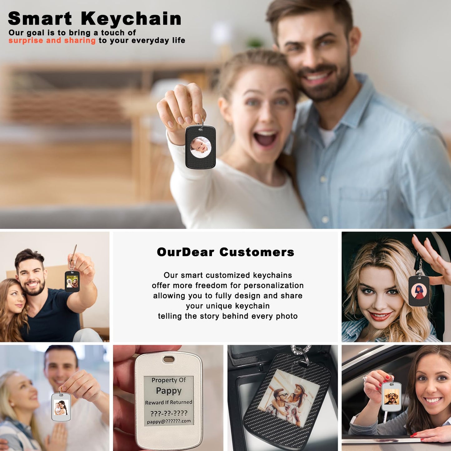 for mom, Customized Keychain with Picture, Personalized Photo Keychain with Build-in Find My Tracker, Contact Information, iOS 14.0 and Up - Perfect for Mother's Day&Birthday，Wedding，Everyday Gifting
