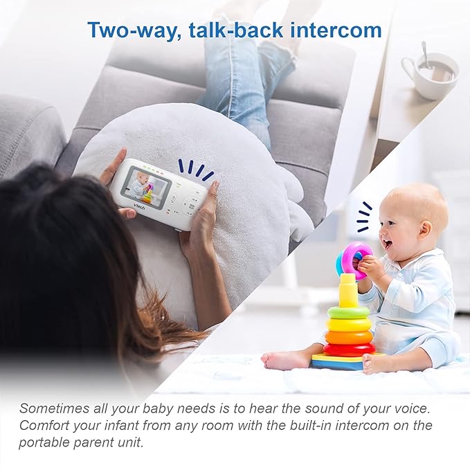VTech VM320 Baby Monitor, 2.4" Screen with Fixed Camera, Night Vision, Soothing Sounds, 2-Way Talk, Secured Transmission, Secure Transmission No WiFi