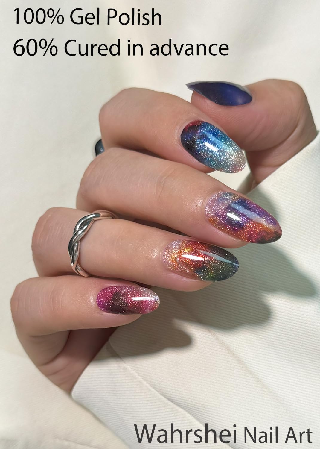 Semi Cured Gel Nail Strips, Interstellar 20pcs Adhesive UV Sticker, Wraps for Home Manicure DIY