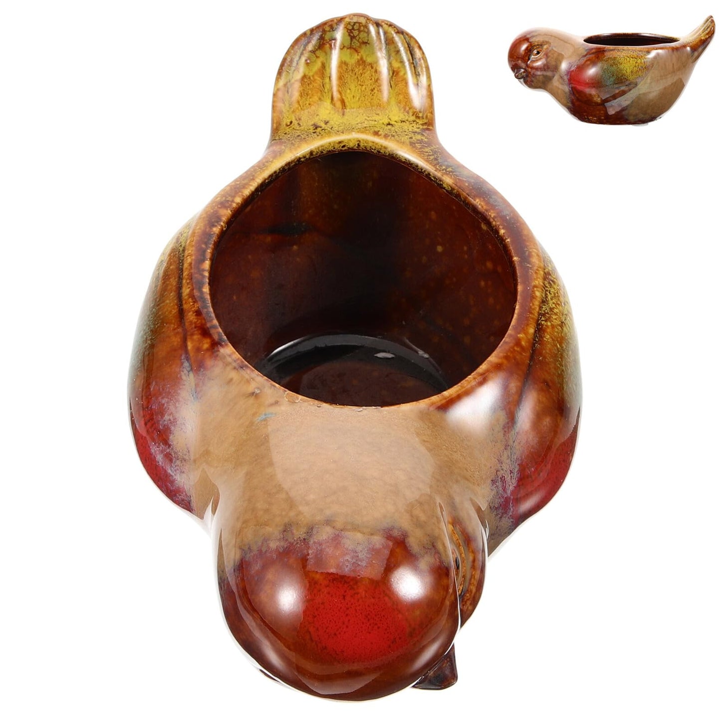 Abaodam Ceramic Succulent Planter Pot with Bird Shape for Indoor Plants, Glazed Pottery Flowerpot for Balcony Garden, Sturdy Ceramic Pot for Succulents and Cacti