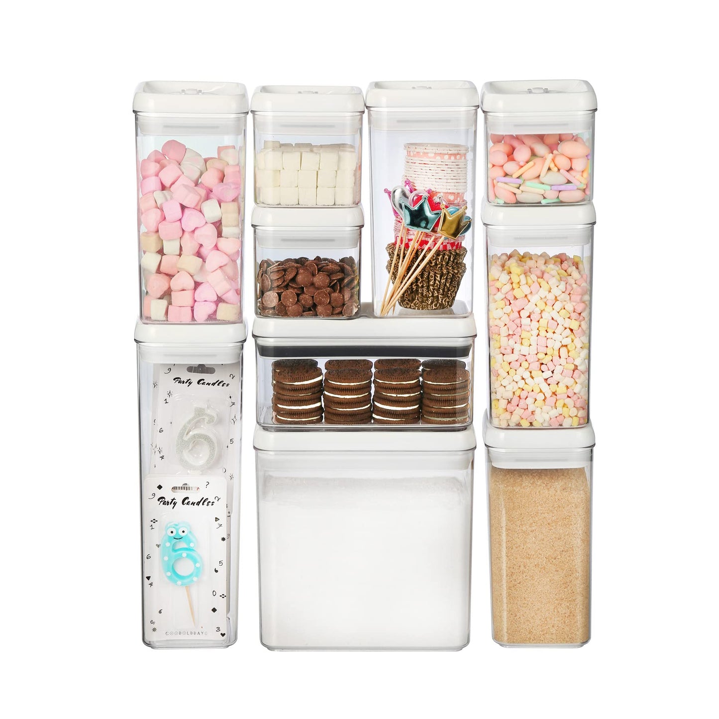 Felli Flip Tite Food Storage Container with Lid Airtight 4" Ring Seal Flip Top, Stackable Acrylic Canister Jar for Pantry Kitchen Counter, Snack Coffee Bean Granola Pet Treats Cracker Holder (1.2 L)