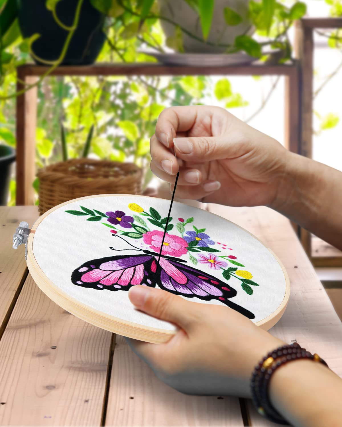 3 Pieces Embroidery Hoops, 10 inch Bamboo Frame Circle Cross Stitch Hoop Ring Embroidery Hoops Set for Embroidery and Cross Stitch