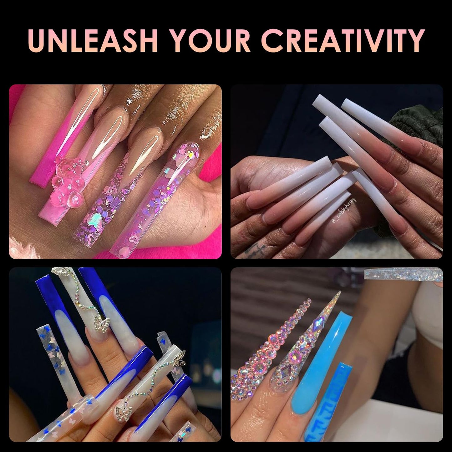 XXXXL Extra Long Nail Tips, BORNBYME 100Pcs Clear Curve Nail Tips Acrylic Full Straight Nail Tip