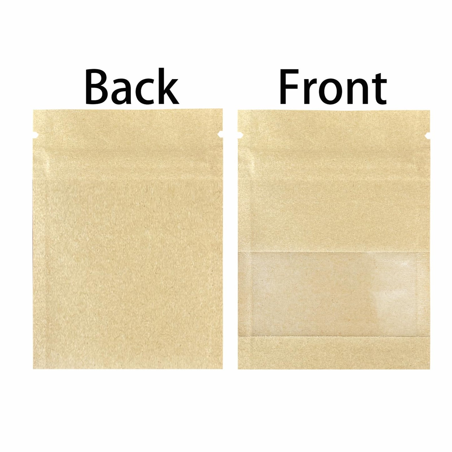 100pcs 100 Pack Clear Window Brown Kraft Paper for Zip Seed Packets Lock Food Storage Bags Zipper Envelopes Resealable Heat Seal Pouch Coffee Packet 3.5x5.1inch