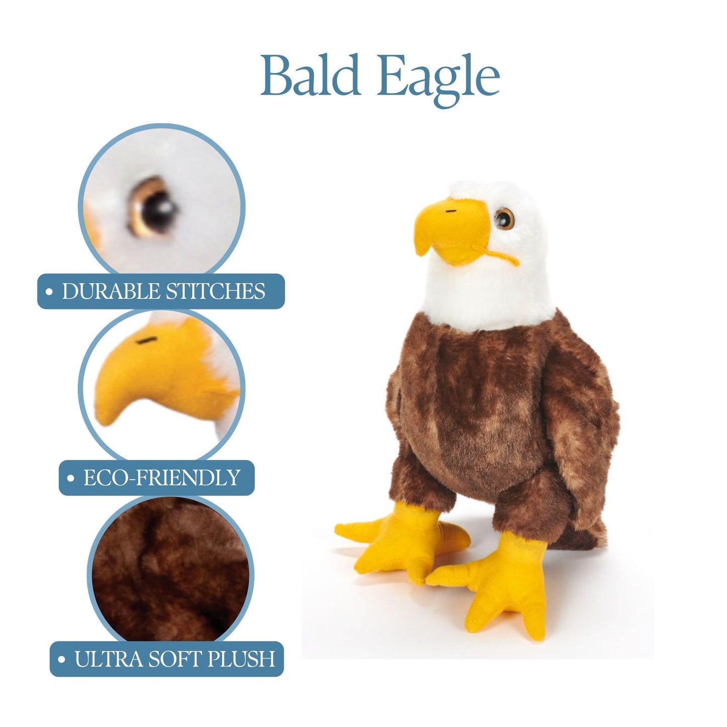 The Petting Zoo Bald Eagle Stuffed Animal, Gifts for Kids, Wild Onez Zoo Animals, Bald Eagle Plush Toy 12 inches