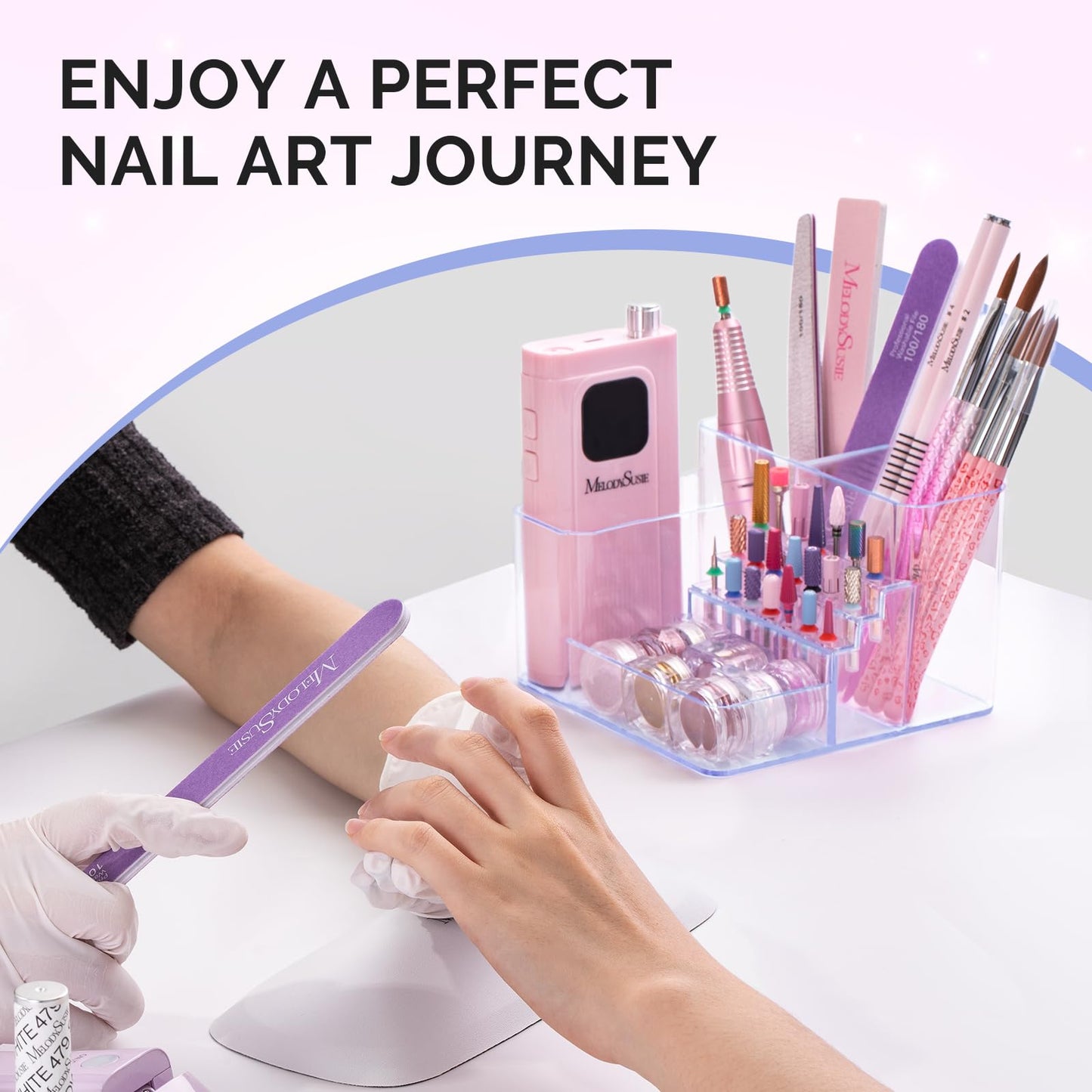 MelodySusie Nail Drill Holder, 21 Holes Nail Drill Bits Holder, Professional Acrylic Nail Tools Storage Box, Organizer Displayer for Manicure Efile Accessories Nail Drill Kit, Salon Home, Clear