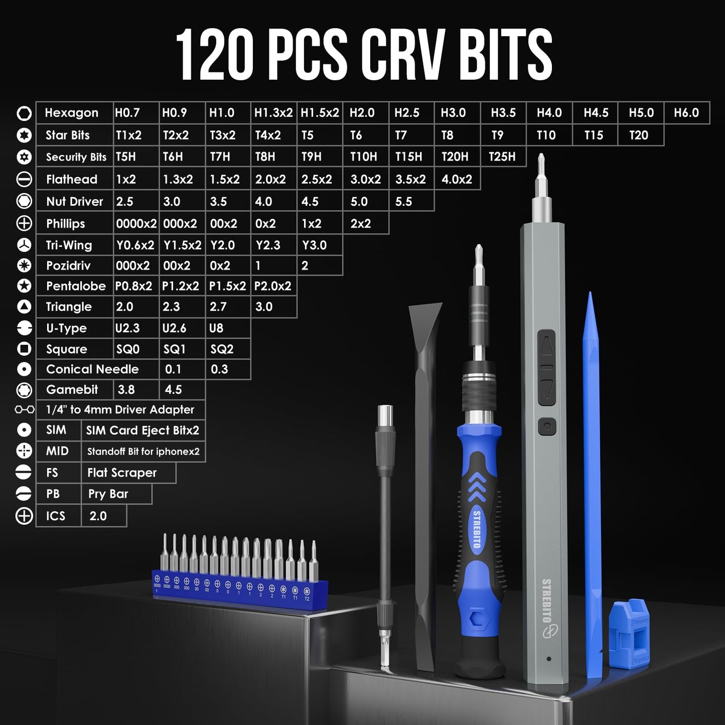 STREBITO Electric Screwdriver, 144-in-1 Precision Screwdriver Set, 120 Magnetic Bits, Organized Storage and Portability, Small Tool Kit for Electronics, PC, Computer and Laptop