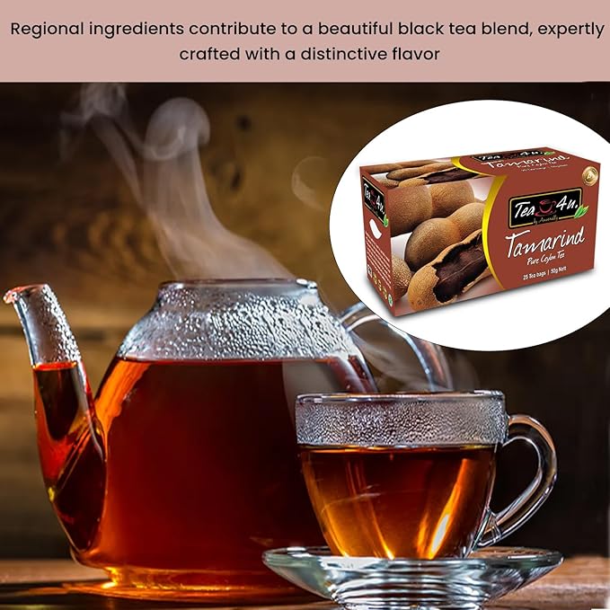 Tea4U Flavored Black Ceylon TeaBags - Tamarind | Ideal Quality from Sri Lanka's Finest Leaves and Expertly Blended - 25 Count
