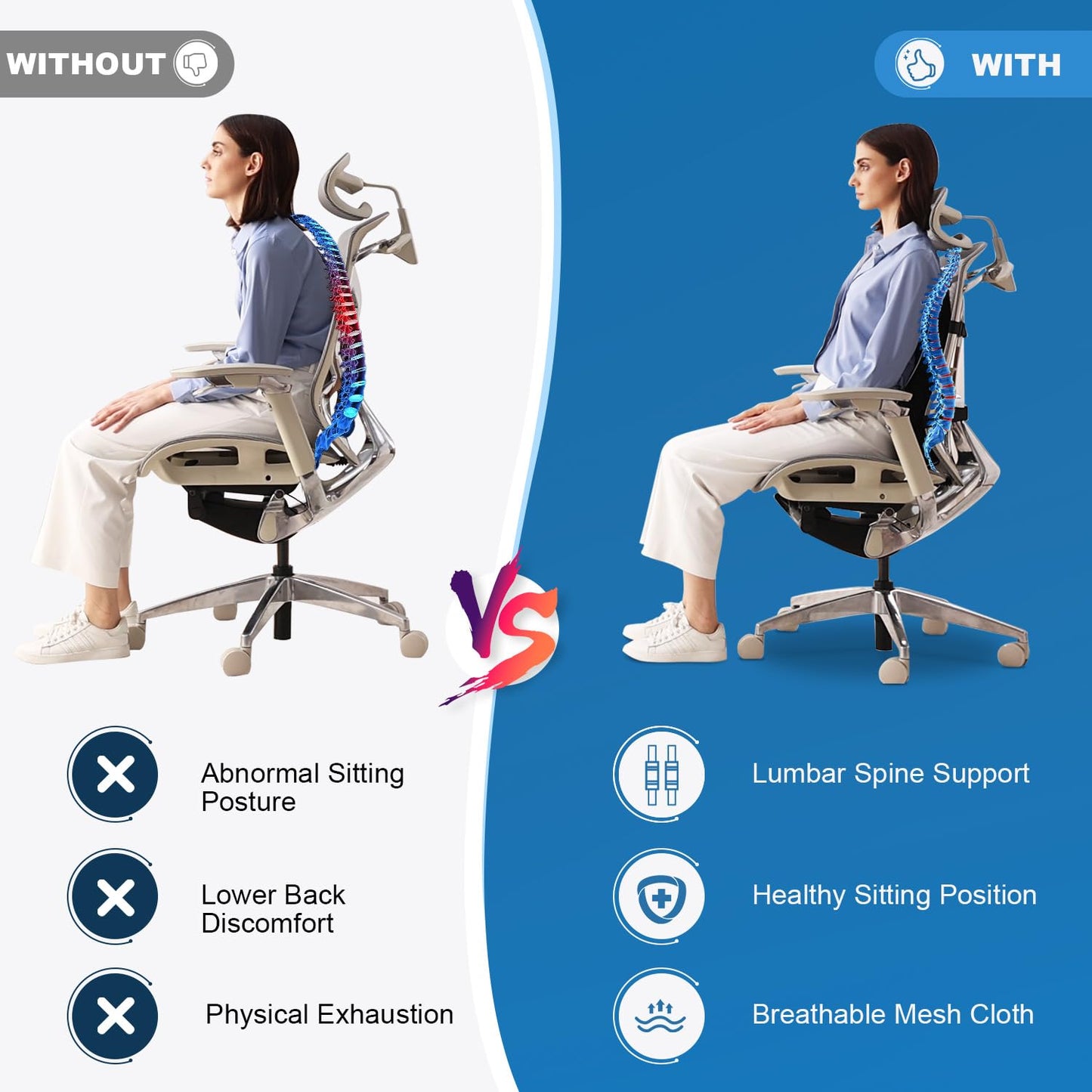 Lumbar Support Pillow for Office Chair Car, Gaming Chair Lower Back Pain Relief Memory Foam Cushion with Greeting Card,3D Mesh Cover Ergonomic Back Rest, Birthday Gift for Dad,Stocking Stuffers