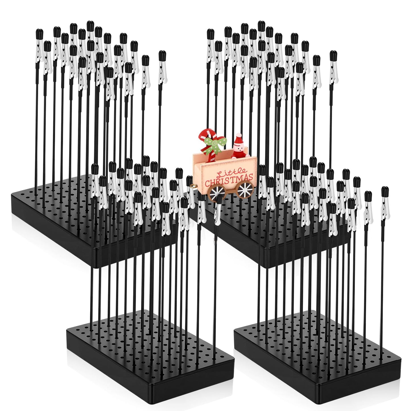 Junkin 4 Sets Model Painting Stand Base with 80 Alligator Clip Sticks, 5.9 x 3.9 Inch Airbrush Stands Portable Models Parts Holder for DIY Miniature Modeling Professional Model Spraying Tools
