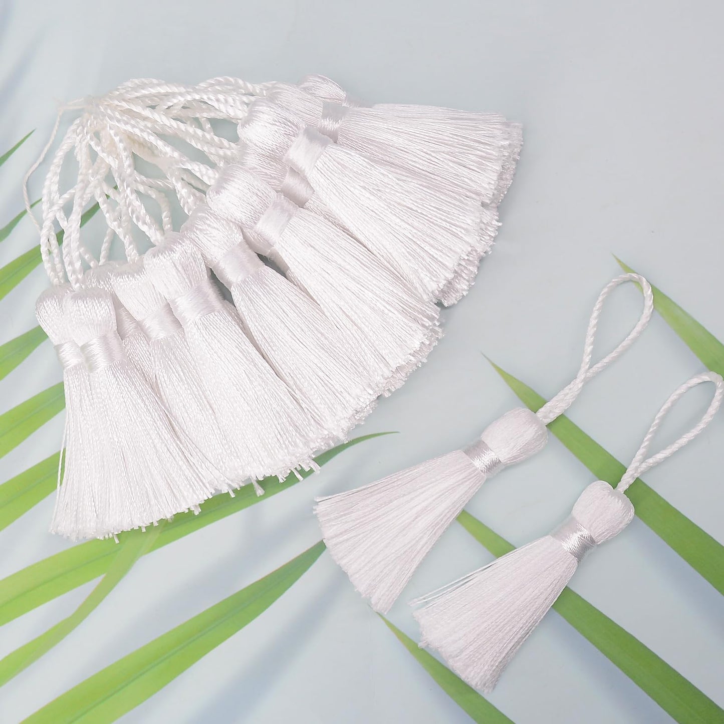 Bookmark DIY Decoration Crafts Tassels: 30pcs Sewing Fringe with String for Graduation Cap Memorial Hanging Ornament,Jewelry Making,Earring Keychain Accessory,Pillow Trim,Key Charms (White)