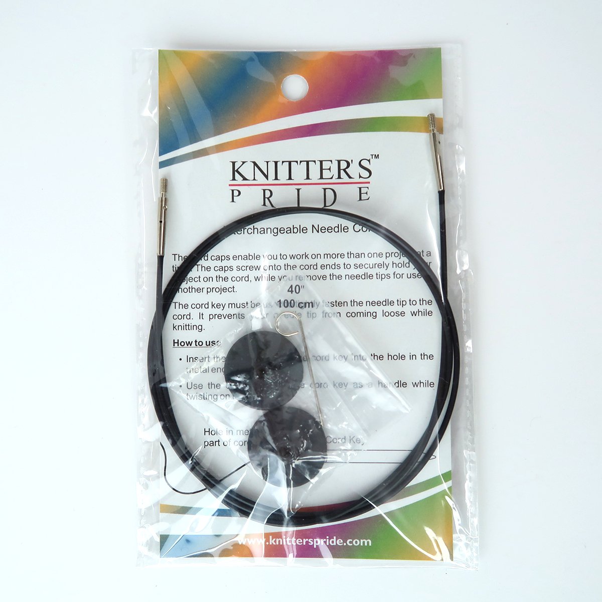 Knitters Pride Interchangeable Black Cord Variety Pack - 6 Common Sizes, 16, 24, 32, 40, 47, 60