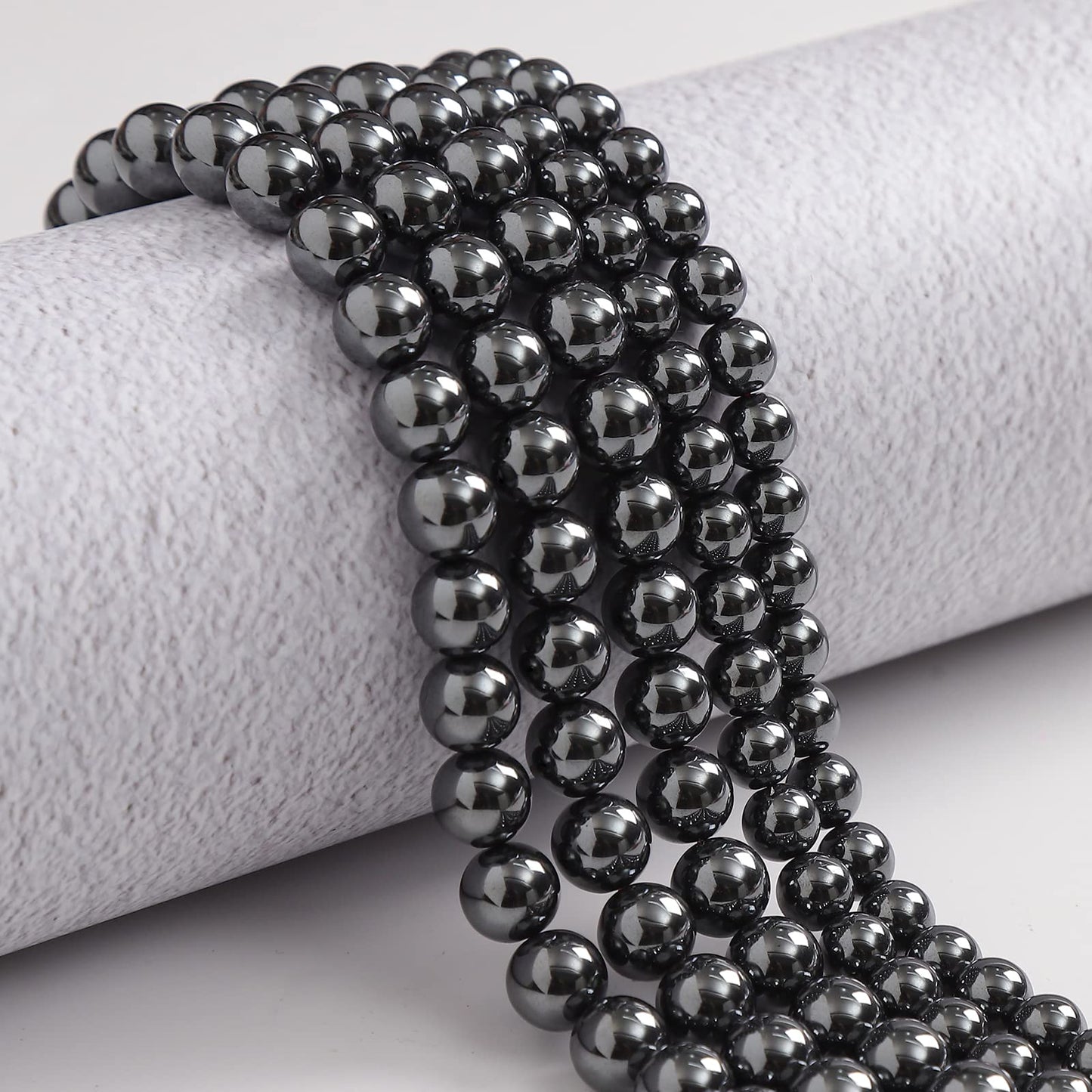 45pcs 8mm Natural Black Hematite Gemstone Beads Energy Healing Crystal Round Loose Stone Beads for Jewelry Making, DIY Bracelets Necklaces