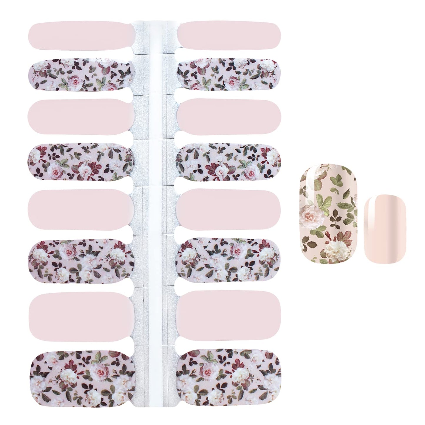 DANNEASY Thicker Nail Polish Strips Flowers Series, 5 Sheets Nail Stickers for Women, Adults, Light Color, Floral Style, Nail Art Stickers and Decals, Self-Adhesive, Single Use