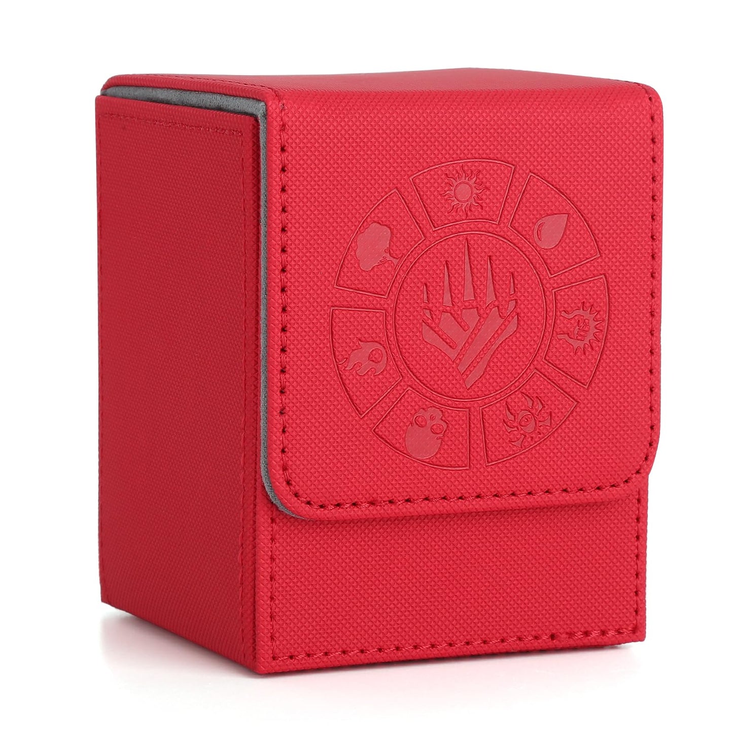 Arkeiliy Card Deck Box, 110+ Storage MTG Deck Box with 50 Pcs Card Sleeve, Collectible Trading Card Cases for Magic Commander and More (Red)