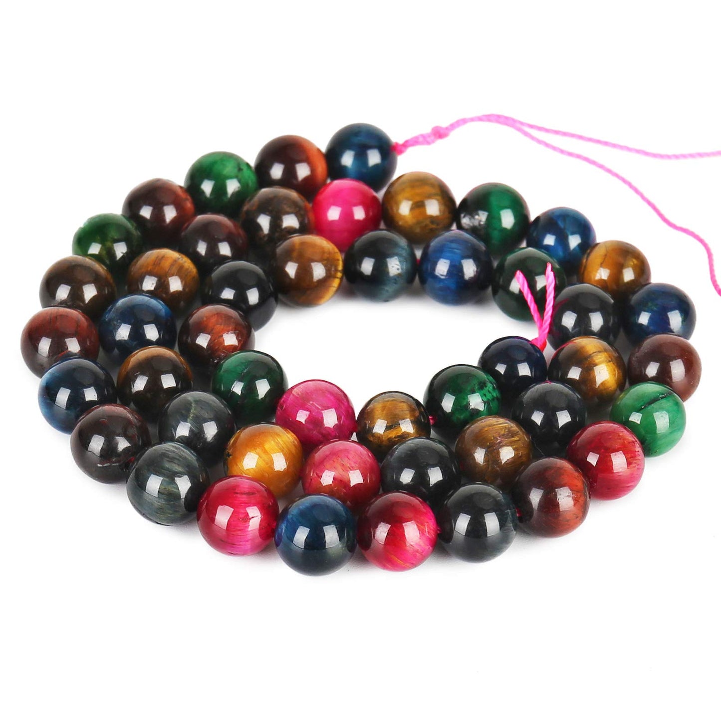 Natural Colorful Tiger Eye Beads, Grade AAA Gemstone Round Loose Beads 10MM 40PCs Bulk Lot Options, Semi Precious Stone Beads for Jewelry Making