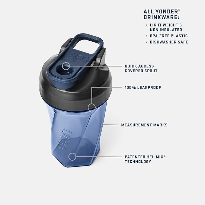 YETI Yonder Helimix Vortex Blender Shaker Bottle Holds up to 20oz | No Blending Ball or Whisk | USA Made | Portable Pre Workout Whey Protein Drink Shaker Cup | Dishwasher Safe, Charcoal