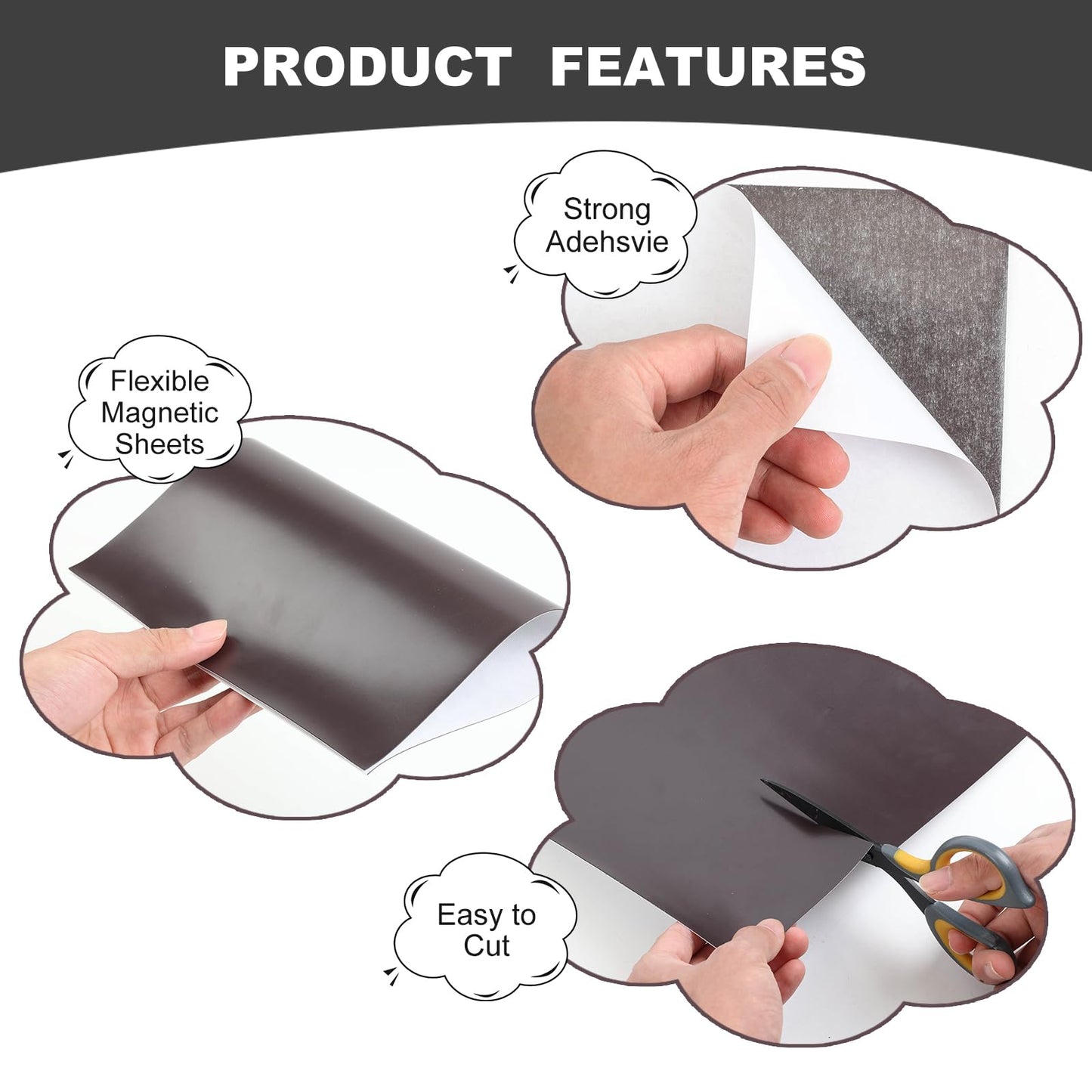 Adhesive Magnetic Sheets, Magnetic Sheets with Adhesive Backing, 8" x 10", 10 Pack Flexible Magnet Sheets with Adhesive - Sticky Magnets with Adhesive Backing for Photo and Picture Magnets
