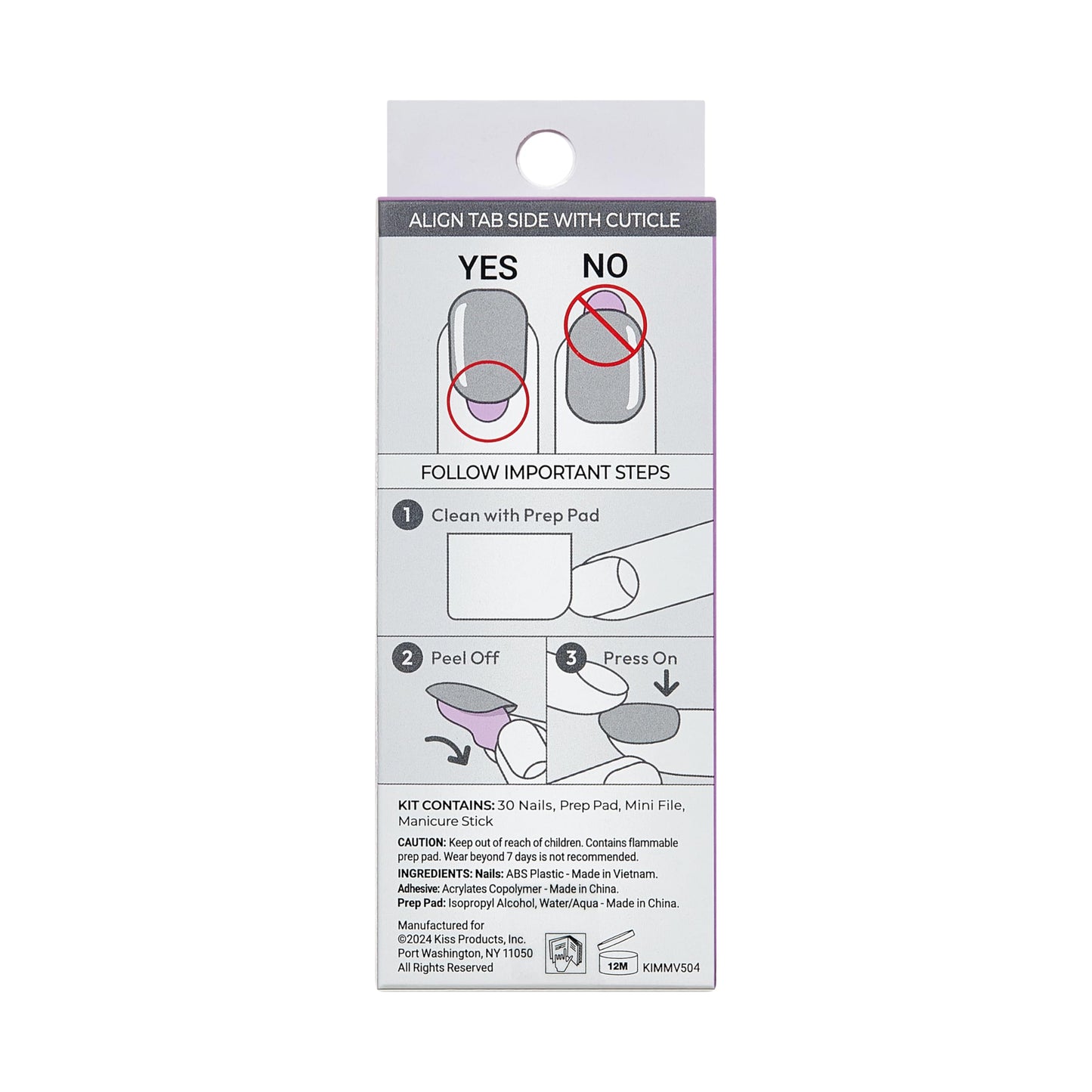 KISS Impress No Glue Mani 30 Pcs Press on Nails, Easy Apply, Hassle-Free Removal, Simple Peel & Press, Essential Tools Included, Prep Pad, Instructions Sheet, 1 Manicure Stick, 1 Mini File (So Lucky)