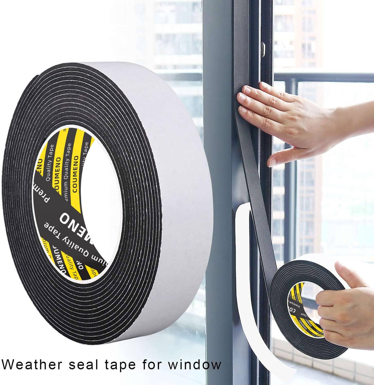 Black Foam Tape Weather Stripping Sealing Sponge (9.84 Foot)