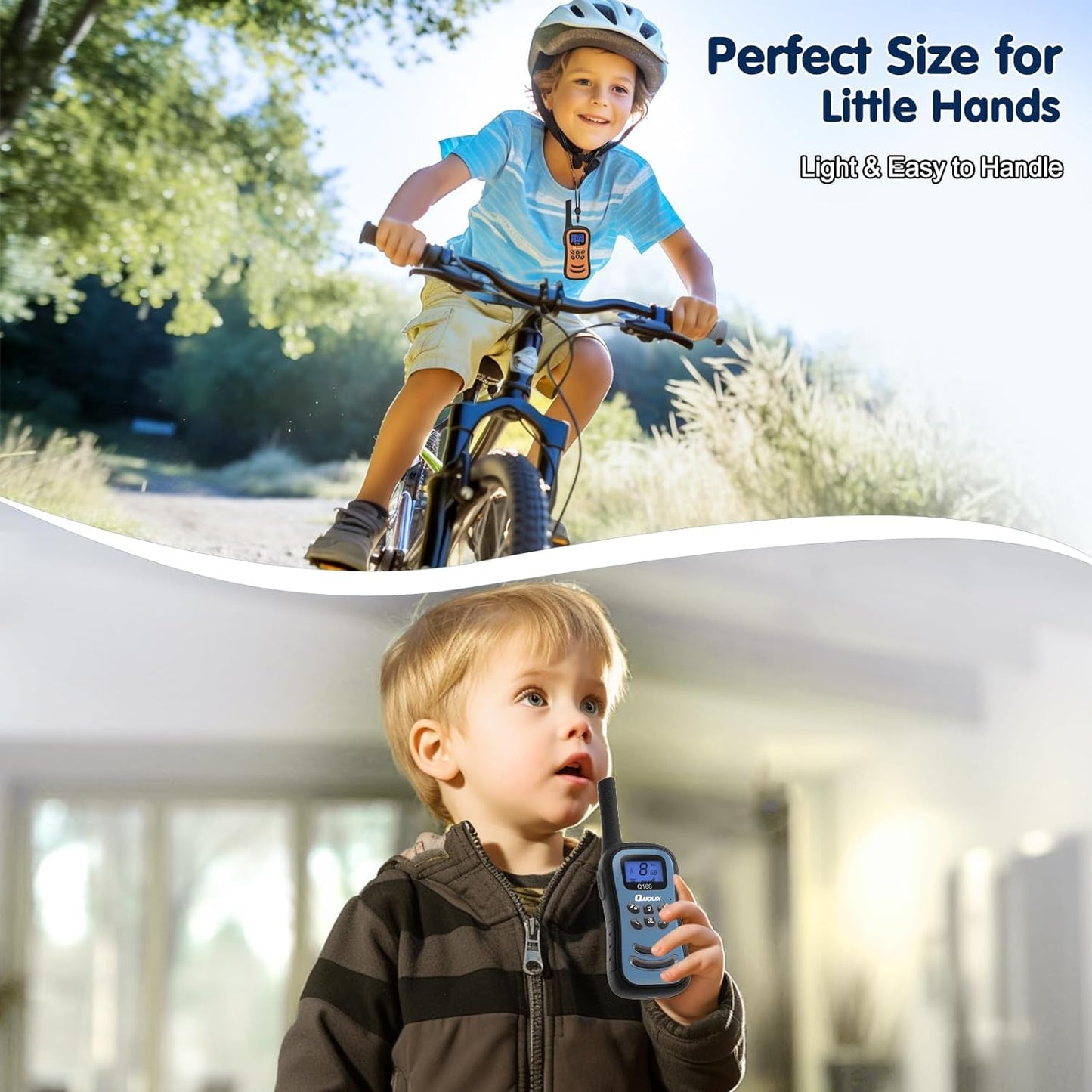 QUOLIX Walkie Talkies for Kids Rechargeable, Kids Walkie Talkie with Flashlight VOX Function, Great for Camping, Hiking, Outdoor Play, for Boys and Girls Ages 3 12. (2 Pack)