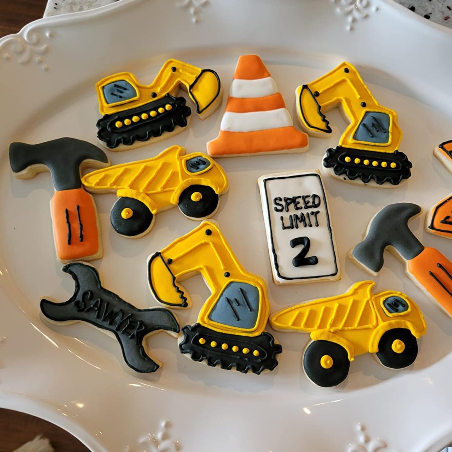 Construction Cookie Cutter Set-3 Inches-9 Piece- Excavator Digger Bulldozer Dump Truck Hammer Wrench Construction Tools Cutters Molds for Kids Construction Themed Party