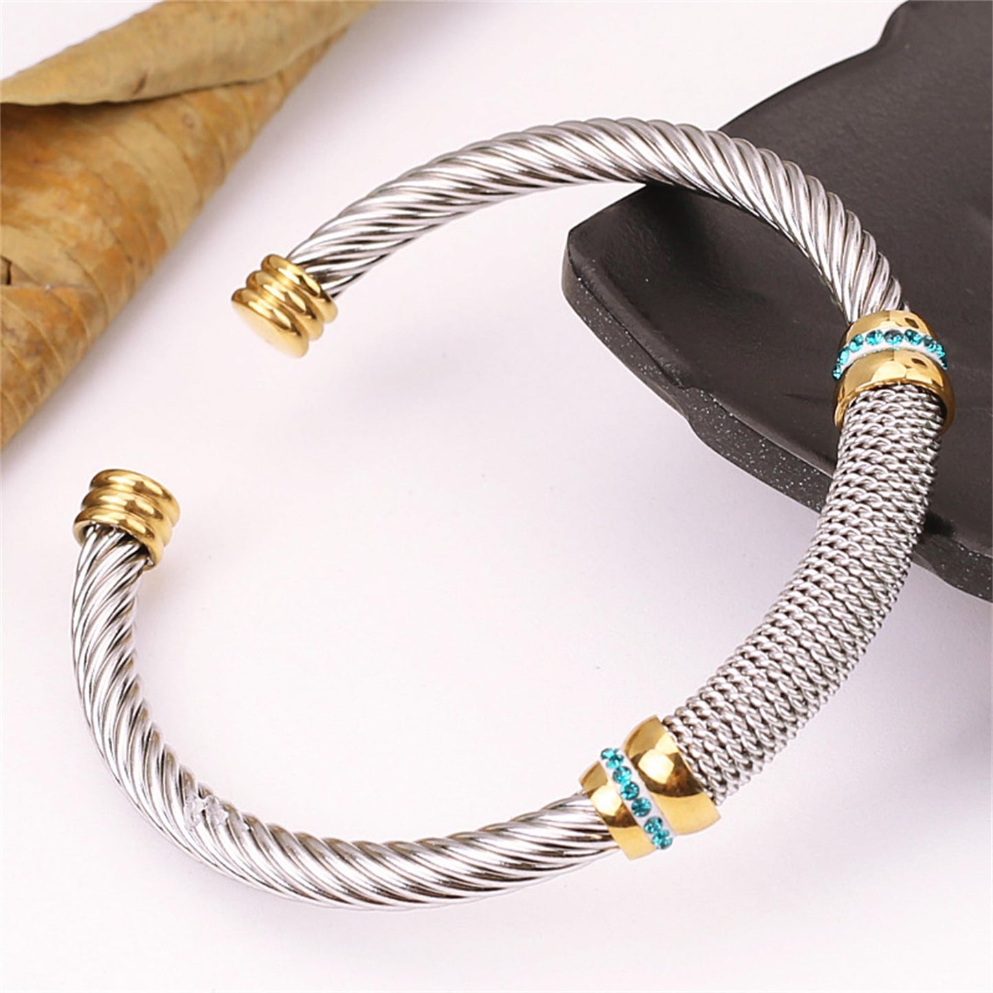 925 Sterling Silver Bracelet for Women Silver Cuff Bangles for Men CZ Bangle Bracelet Twisted Cable Wire Bracelet Adjustable Open Cuff Bangle Bracelet Minimalst Bracelets Jewelry Gift for Him Her
