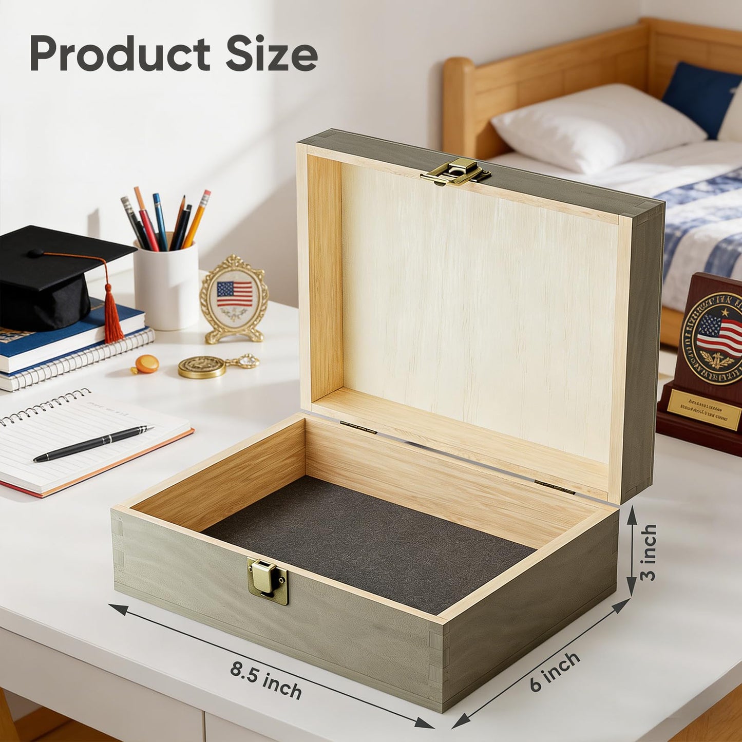 REMEIT Graduation Keepsake Box - Engraved Class of 2026 Wood Memory Box Congrats Grad Gift for Him Her, Perfect for Storing Graduation Memories & Mementos