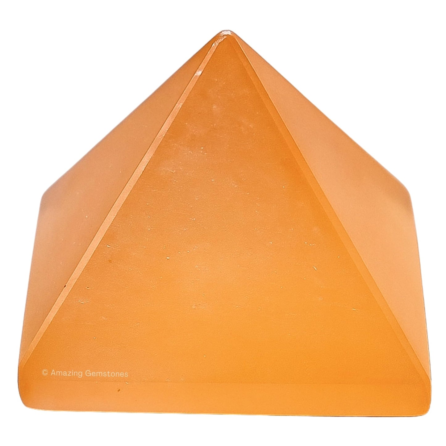 Amazing Gemstone Orange Selenite Pyramid Crystal Healing Stones - 1.5" Great Pyramid Figurine of Natural Stone Pyramid for Meditation, Reiki, Chakra Balancing and Crystal Pyramids Grid