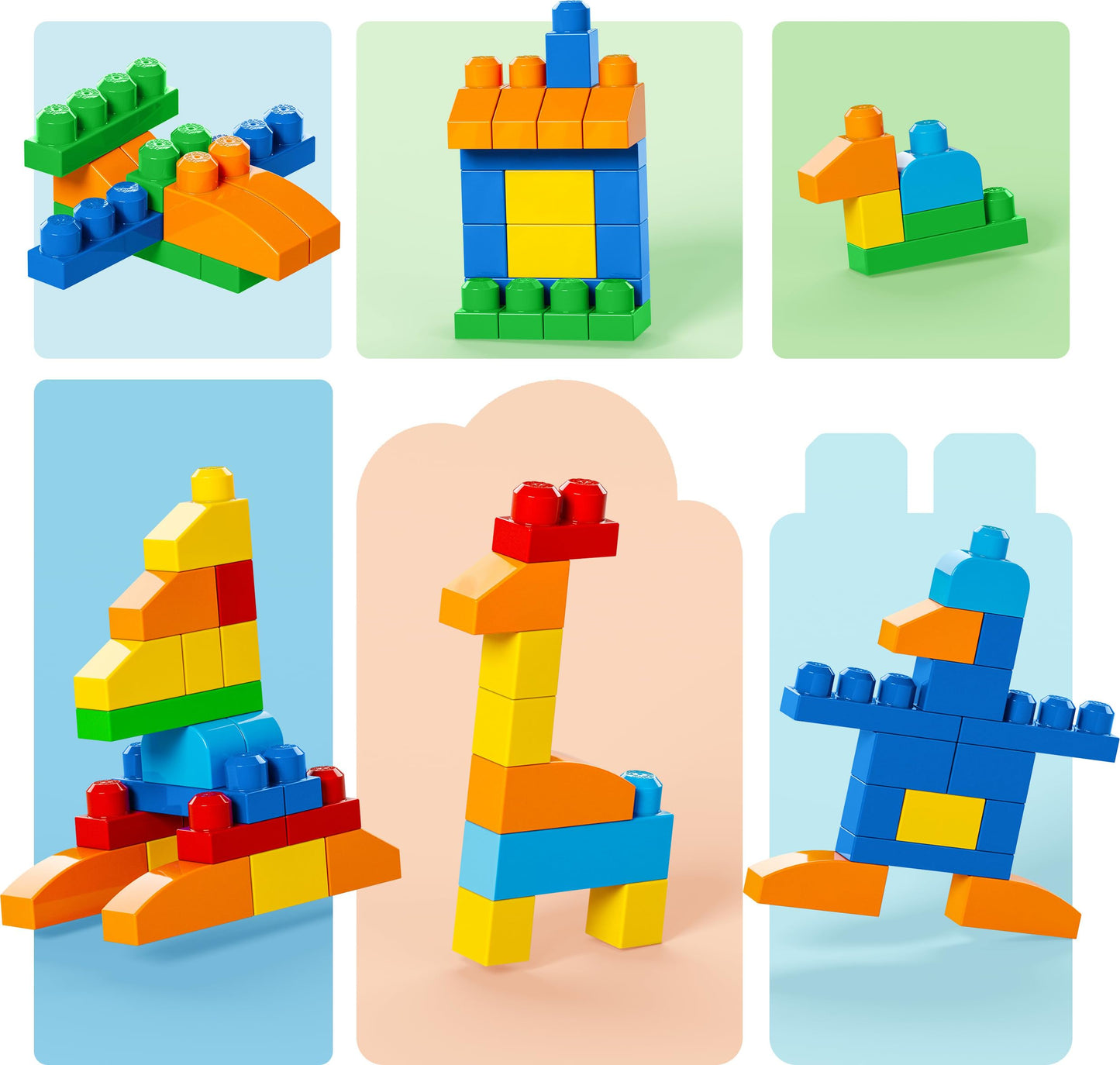 MEGA BLOKS First Builders Toddler Blocks Toys Set, Deluxe Building Bag with 150 Pieces and Storage, Creative Open-Ended Play, Blue, Ages 1+ Years (Amazon Exclusive)