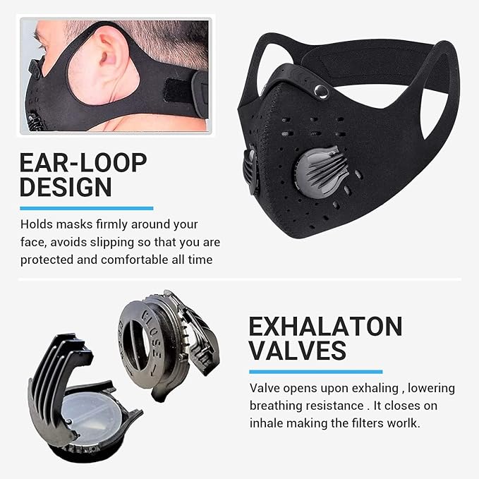 PISIQI Dust Mouth Face Cover Half Face Sports Face Protections Anti Dust Face Mouth Riding Cover with Valve Reusable Breathing Lightweight Face Shield Outdoor Facial for Men and Women