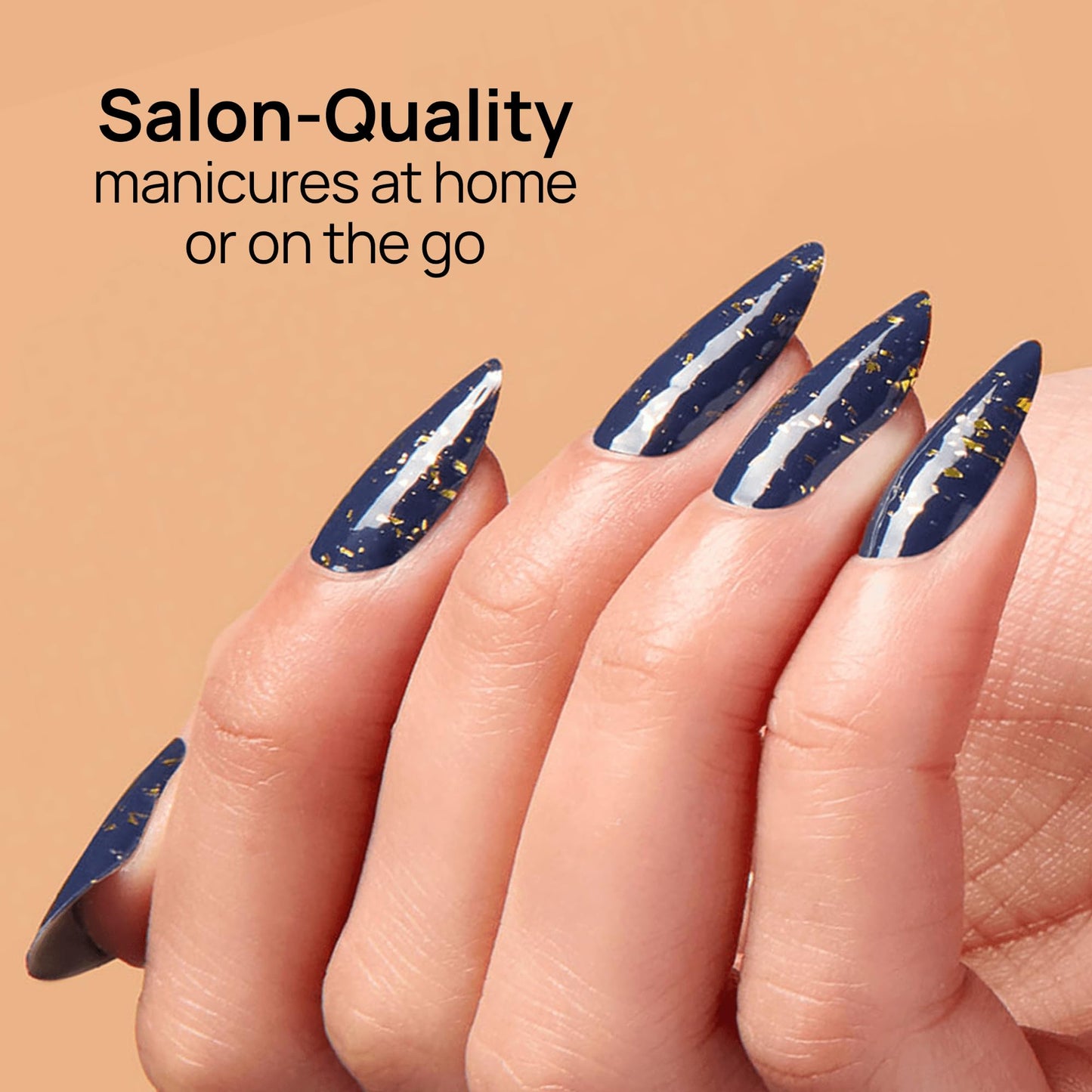 Color Street - Shining Starlet - Deep Blue Purple Nails with Gold Glitter, Real Nail Polish Strips, Glamorous Sparkle Manicure Style - 16 Double-Ended Strips